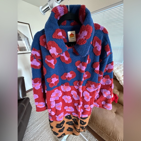 Farm Rio mixed leopards fleece coat - Picture 2 of 16